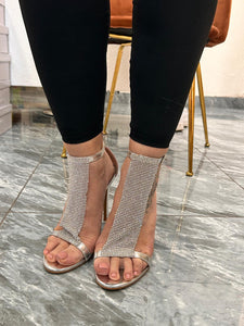 Sandali da donna eleganti di colore argento con strass