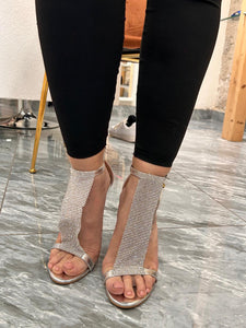 Scarpe da cerimonia eleganti con strass di colore argento