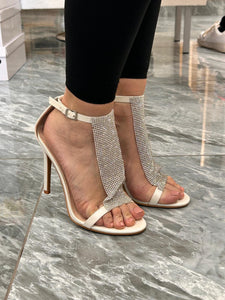 Scarpe aperte donna di colore bianco con tacco a spillo