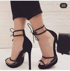 SCARPE Donna decoltè donna con plateau lacci cinturino trasparente decoltè nere