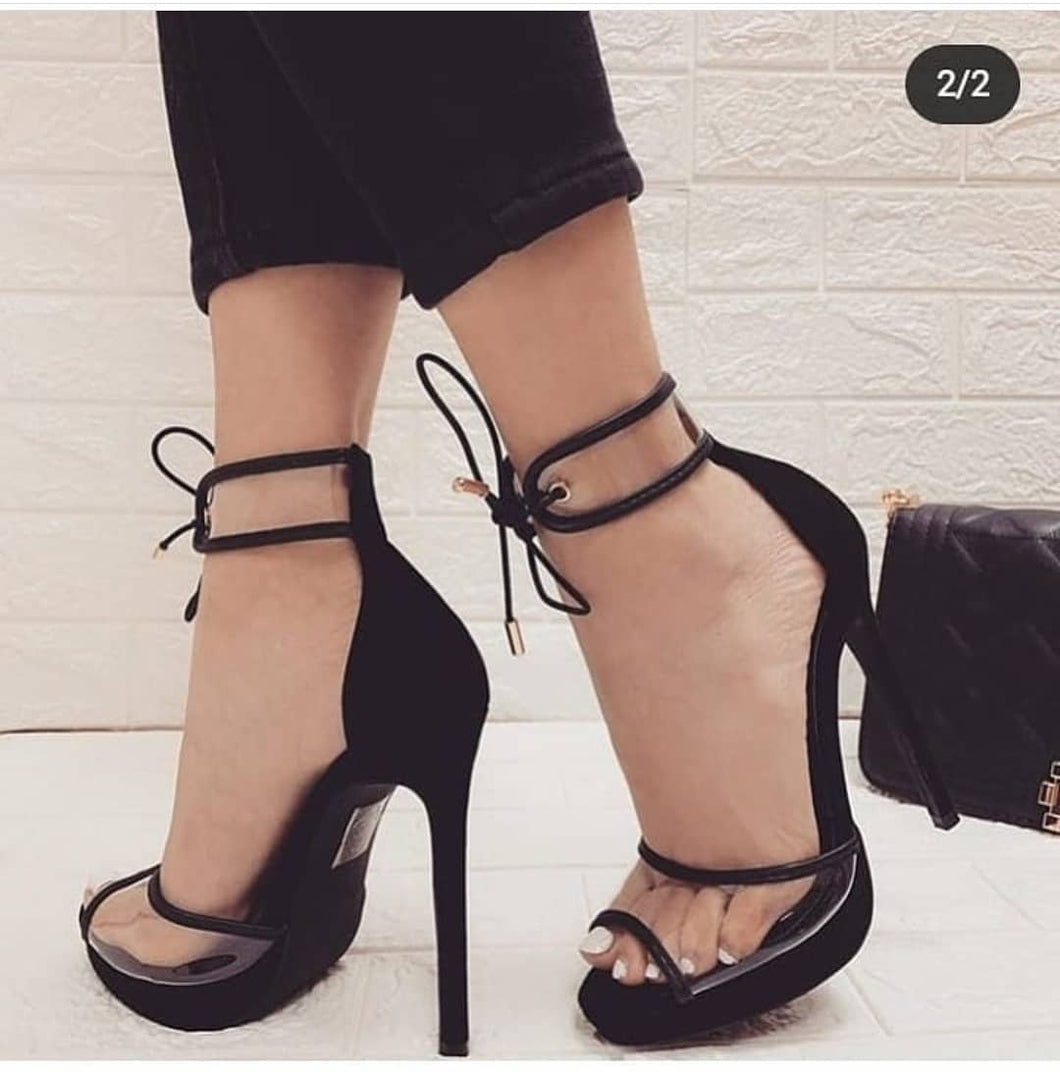 SCARPE Donna decoltè donna con plateau lacci cinturino trasparente decoltè nere