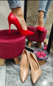 Decoltè donna di colore rosso con tacco 10 cm