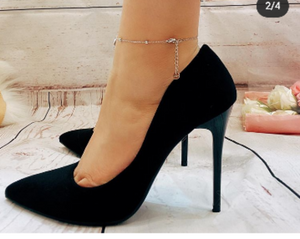 Scarpe donna decoltè con tacco alto a spillo decollete a punta in camoscio moda